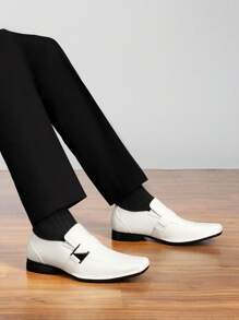 Men's Lined Dress Loafers Formal Shoes Men Dress Loafer Shoe Slip On Moccasins Daily Comfort Leather - 白色 - 查看 2