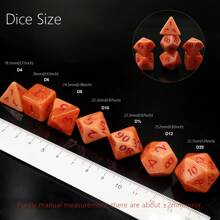 7pcs Polyhedral Dice Set, Orange Body With Red Numbers, Suitable For Party Games, Festivals & Gatherings - Orange - View 8