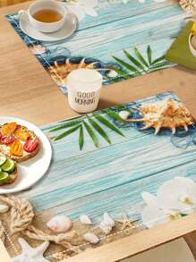 4pcs/6pcs Beach Vacation Style Marine Series Placemat, Starfish And Shell Design For Restaurant Decor - Multicolor - View 7