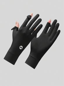 1 Pair Silicone Dot Anti-Slip Fingerless Gloves With Flip-Top, Breathable Icy Smooth Texture, Fashionable Premium Outdoor Travel Driving Gloves