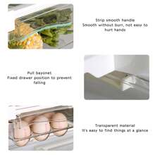 Transparent Refrigerator Drawer Organizer | Pull-Out Shelf For Eggs/Fruit/Vegetables/Seafood/Meat (Fits All Fridges) - Transparent - View 4