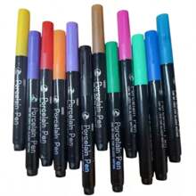 Set de 12 plumones/marcadores para cerámica colores permanentes especiales para pintar y decorar cerámica material artístico ideal para manualidades proyectos escolares y DIY. - Multicolor - Ver 3