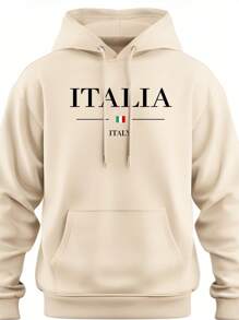Men's Sweatshirt Kangaroo Sweatshirt Cold Weather Top - Beige - View 2