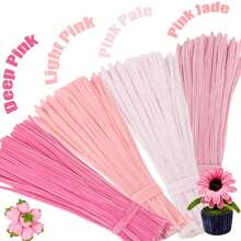 Set de 201/401/367 piezas de limpiapipas rosas con 1 video tutorial paso a paso, perfecto para hacer animales, flores, cuentas y decoraciones navideñas para proyectos de manualidades y artesanía, filamento de chenilla para trabajos artesanales, regalo del Día de la Madre - Multicolor - Ver 2