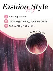 Ava WIGS 24 Inch Ombre Pink Black Wigs For Women Colorful Wigs Fashion Avant Street Punk Synthetic Layered Wigs For Music Festival Daily Party Cosplay Use