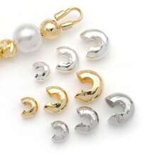 30pcs 18K Gold Plated Crimp Bead Covers Metal Half Round Open Copper Brass Crimp Beads Knot Covers Caps For Jewelry Making Findings 3/4/5mm - Buckle - View 3