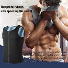 Men Slimming Body Shaper Waist Trainer Sauna Sweat Tank Top Gym Weight Loss Vest - Black - View 2