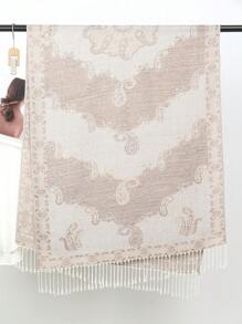 1pc Boho Women's Tassel Jacquard Scarf, Paisley Woven Shawl, Pashmina Stone Pattern Muslim Hijab, Pink Series With Elegant Patterns, Suitable As Gift, For Autumn And Winter Daily Wear