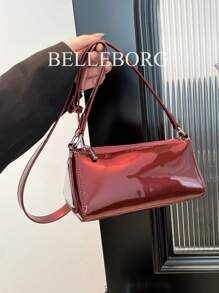 kekedou Túi xách nữ dễ thương và gợi cảm phong cách Y2K có trang trí dây xích, túi đeo vai tối giản dưới cánh tay, thiết kế không điển hình - Màu Đỏ Sâu - Xem 4