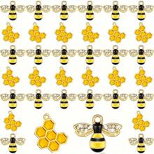 6/12/24 peças aleatórias liga mista abelha favo de mel em forma de decoração pingente jóias fazendo acessórios de decoração pulseira colar tornozeleira decoração acessórios para aniversários, aniversários, festas, presentes, férias na praia, festas, presentes de casamento jóias fazendo acessórios