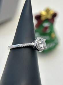 1CT Moissanite S925 Srebrny Okrągły Pierścionek Damski, Elegancki Design Ślubny Pierścionek Zaręczynowy, Prezent Na Dzień Matki