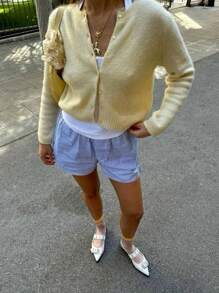 Y2k Cardigan For Women Long Sleeve Crew Neck Button Closure Short Cardigan Jacket Winter Streetwear