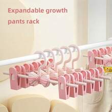 5pcs/1pc Adjustable Lovely Bowknot Non-Slip Clothes Hangers, Children Pants Hanger Clip, Space-Saving Expandable Hanger With Non-Slip Clips For Baby/Kids Clothes - Plastic Design - Multicolor - View 3