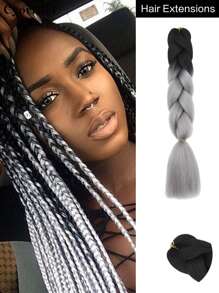 24 Inch High Temperature Synthetic Braiding Hair Bundles, Suitable For Braiding, Colors Include Light Brown, Platinum Blonde, Gray, Black, Brown Gradient, Multicolor, Fashion Braiding Hair Extensions, Suitable For Daily, Party, Cosplay, Music Festival And More - Multicolor - View 15