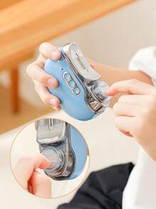 三合一电动指甲钳，带LED指甲灯，USB充电，三档速度，自动修剪，低过敏性，男女皆宜 - 包含指甲油架和收纳盒，美甲必备 | 时尚指甲钳 | 耐用电池，美甲工具 - 彩色 - 查看 2