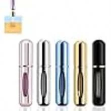 5 件装迷你香水喷雾器，0.17 盎司，不锈钢和塑料，便携式可再填充香水瓶，无香，适合旅行