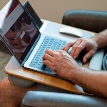 Lap Table With Wrist Rest, Mouse Pad And Phone Holder - Gray Wood Grain - Fits Laptops Up To 15.6 Inches Tall