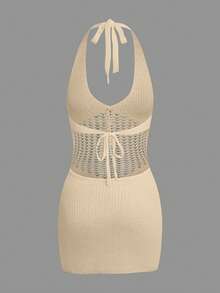 Summer Women Elegant Hollow String Tie Cover-Up Dress, Beach Vacation