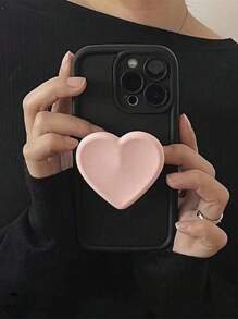 1pc Heart-Shaped Airbag Phone Handle Holder, Extendable Dopamine Color Series High Aesthetic Ins Style Simple And Fashionable, Multiple Color Options, Comfortable Sliding Feel Desktop Convenient Stand