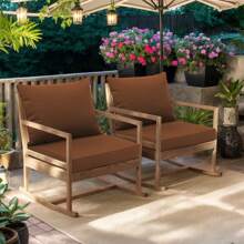 Outdoor Seat Cushion Set Waterproof & Fade-Resistant Patio Chair Cushions With Removable Cover, Deep Seat & Back Cushion Outdoor Patio Furniture Non-Slip Straps & Handle For Garden, Deck, Porch, Sofa Chair Cushion Set - 咖啡棕 - 查看 8