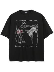 Tiny Spark Men's Casual Daily Letter Print Short Sleeve T-Shirt, Summer