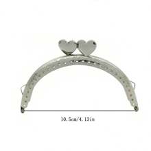 1pc Heart-Shaped Latch & Lock For Handmade Bag/Purse Frame - Silver - View 3