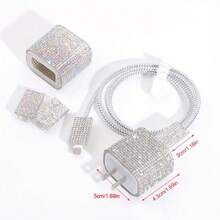 Set da 5 pezzi di accessori luccicanti per ricarica, compatibili con 11/12/13/14, include adesivo con brillantini, organizer per cavi, protezione per cavi - realizzati in TPU, compatibili con caricabatterie Apple 18W/20W