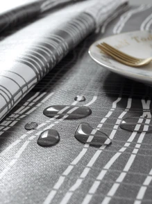 1 Piece Tablecloth With Geometric Pattern,140x220cm,Stain- And Water-Resistant Polyester,PVC And Non-Woven Fabric Tablecloth Printed In Black And White, Suitable For Kitchen, Living Room, Parties, Waterproof, Oil-Proof, Washable, Dust-Proof, To Decorate The Kitchen And Dining Table,Easy To Clean And Use,Rectangular Tablecloth,Modern Decoration For Dining Table, Tablecloth