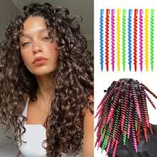 20pcs Plastic Spiral Curling Rods, Styling Curling Rods, Spiral Wave Curling Rods DIY Hairstyling Tools (Random Color), No-Heat Plastic Spiral Curling Rods, Suitable For Long Hair Women, Hair Salon Tools, Suitable As Gifts For Girlfriend, Mother On Valentine's Day, Mother's Day - Random - View 4