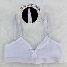 Kit With 3 Cotton Children's Bras For Girls - 黑與白 - 查看 4
