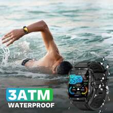 EIGIIS Smart Watch For Men 3ATM Waterproof Watch 1.96'' Big Screen Rugged Sports Smartwatch 430mAh Fitness Tracker With Sleep Monitor Outdoor Answer Call For IOS Android - 黑殼黑膠+迷彩灰 - 查看 6