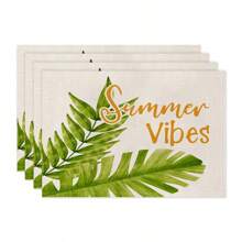 1pc/4pcs/6pcs Summer Decorative Placemats, Banana Leaf, Flamingo, Pineapple, Letter Linen Placemats, Stain-Resistant, Suitable For Home, Dining Room And Restaurant, Table Decor, Home Goods