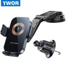 YWOR 1pc YWOR 15W Fast Wireless Car Charger Mount, Auto-Clamping Dashboard & Air Vent Phone Holder, ABS Material, Compatible With Auto Vehicles, Compatible With Iphone, Pixel - Non-Waterproof