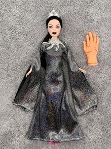 11.8-Inch 10-Inch Gothic Design Style Toy Black Doll Toys, Family Interactive Toy, Beautiful Evening Dress Princess Doll, Black Dress, Black High Heels, Classic Black Braid, Ideal Choice For Collectors And Party Decorations