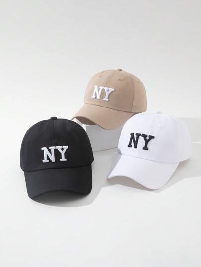 3 piezas Gorra de béisbol de estilo callejero de mujer con bordado NY, ideal para primavera/verano, protección solar transpirable y atuendos diarios
