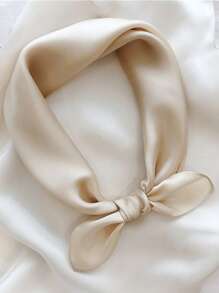 1pc Women Solid Color Imitation Silk Satin Scarf, Minimalist Elegant Versatile Square Neck Scarf/Head Scarf Suitable For Daily Outings, Dates, Dinners, Gatherings For Dress - Multicolor - View 5