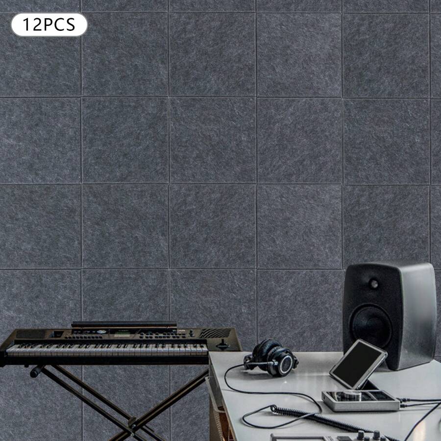YUNRUX 12pcs Dark Grey High Density Acoustic Panels Sound Absorbing Wall Panels - Dark Grey - View 1