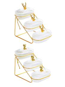 1 件大容量椭圆形透明糖果/零食盘，适合派对、婚礼、厨房、感恩节、圣诞节礼物 - 彩色 - 查看 20