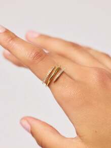 Leicht luxuriöser Abendschmuck, 925er Sterling Silber, spiralförmiges Design mit eingelassenen Zirkoniasteinen, vergoldet, verstellbarer Ring für Frauen, für den täglichen Gebrauch