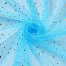 1pc Star & Moon Hexagonal Tulle Fabric, Handmade DIY Headpiece, Clothing, Dress, Flower Packaging, Soft Tulle