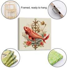 1 Piece Home Decor Wall Framed Canvas Fish Pattern Home Decor Framed Canvas Wall Art Paintings For Living Room - Canvas Framed Print Wall Artworks Bedroom Decoration Office Wall Decor