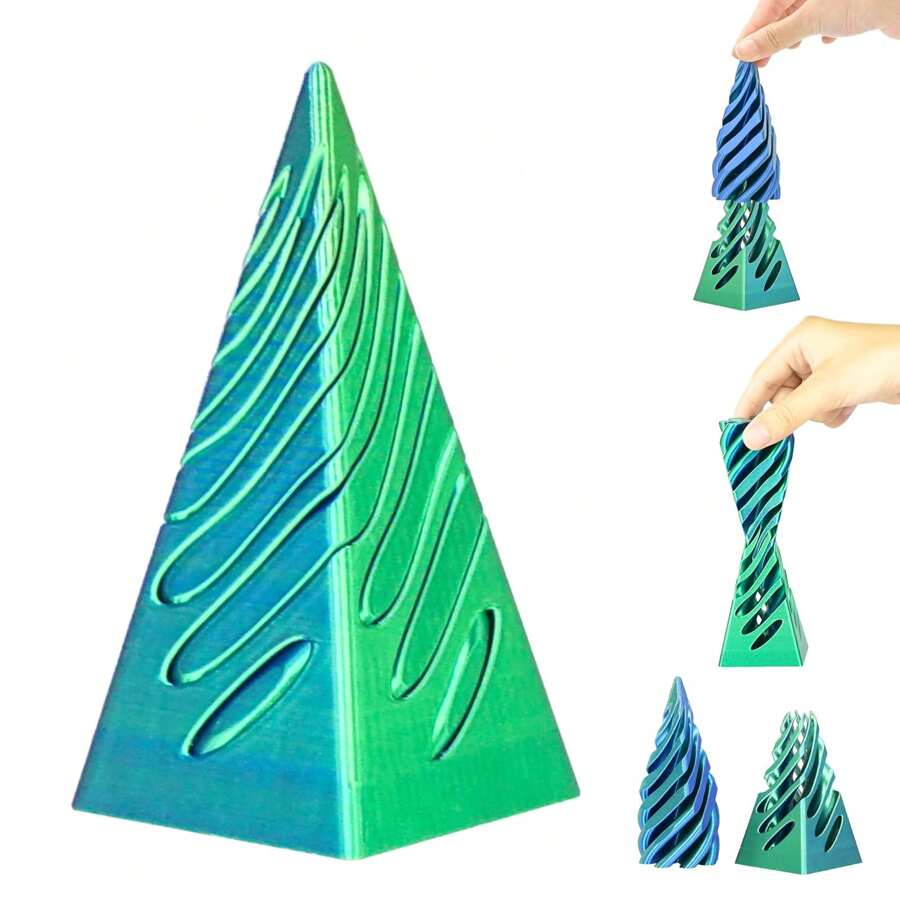 3D 打印旋转玩具,金字塔旋转减压玩具,桌面装饰,适合坐立不安的玩具,高 11 厘米 - 彩色 - 查看 1