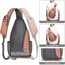 Mochila bandolera con bloqueo RFID, bandolera para senderismo, viajes - Naranja Claro - Ver 8