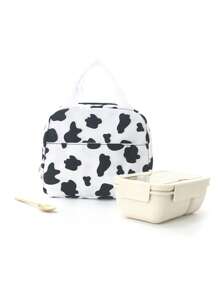 1pc Cute Solid Color Large Capacity Multifunctional Corduroy Portable Children's Lunch Bag Lunch Box Bag Storage Bag Handheld Insulated Lunch Bag Suitable For Girls Boys School Carrying Lunch Outdoor Travel Picnic Storage Insulation Use