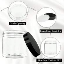 9 hộp nhựa có nắp đen, lọ rỗng đường kính 5cm, PET trong suốt, thích hợp để đựng đồ trong bếp, sơn, gia vị, kẹo, đậu, hoa khô, lọ đựng mặt nạ, mỹ phẩm mẫu, phụ kiện, quà tặng ngày lễ - Trong sáng - Xem 8