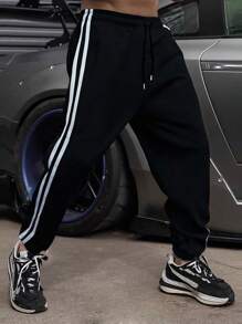 1 pieza Pantalones deportivos casuales y sueltos con cordón en la cintura, para verano, playa, vacaciones, uso diario, al aire libre, senderismo, running, fitness, estilo relajado, longitud hasta el tobillo, otoño - Negro - Ver 2