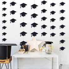 12pcs Graduation Party Hanging Decor, Glitter Black And Gold Graduation Cap, Suitable For Graduation Season Student Party Background Decor, Graduation Ceremony Decoration - Multicolor - View 10