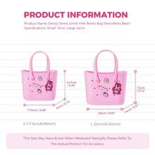 Miniso Túi Bento nhỏ có lỗ họa tiết Disney - Túi tote PVC nhiều màu sắc với hình ảnh nhân vật hoạt hình, không có khóa cài, lý tưởng cho sử dụng hàng ngày, túi tote thông thường | Túi tote rực rỡ | Túi tote bền, túi tote dễ thương - Hồng - Xem 5