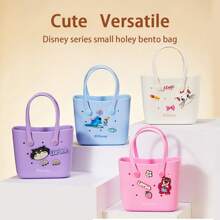 Miniso Túi Bento nhỏ có lỗ họa tiết Disney - Túi tote PVC nhiều màu sắc với hình ảnh nhân vật hoạt hình, không có khóa cài, lý tưởng cho sử dụng hàng ngày, túi tote thông thường | Túi tote rực rỡ | Túi tote bền, túi tote dễ thương - Màu xanh lam - Xem 4
