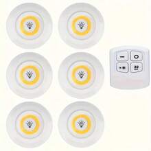 1/3/6 件无线运动传感器 LED 灯，智能无线 COB LED 灯，运动传感器橱柜照明，塑料灯罩，电池供电，带遥控器，适用于衣柜、楼梯、厨房（不含电池） - 白色 - 查看 13